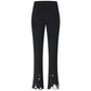 Distressed Ribbed-knit  Flared-leg Trousers