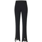 Distressed Ribbed-knit  Flared-leg Trousers