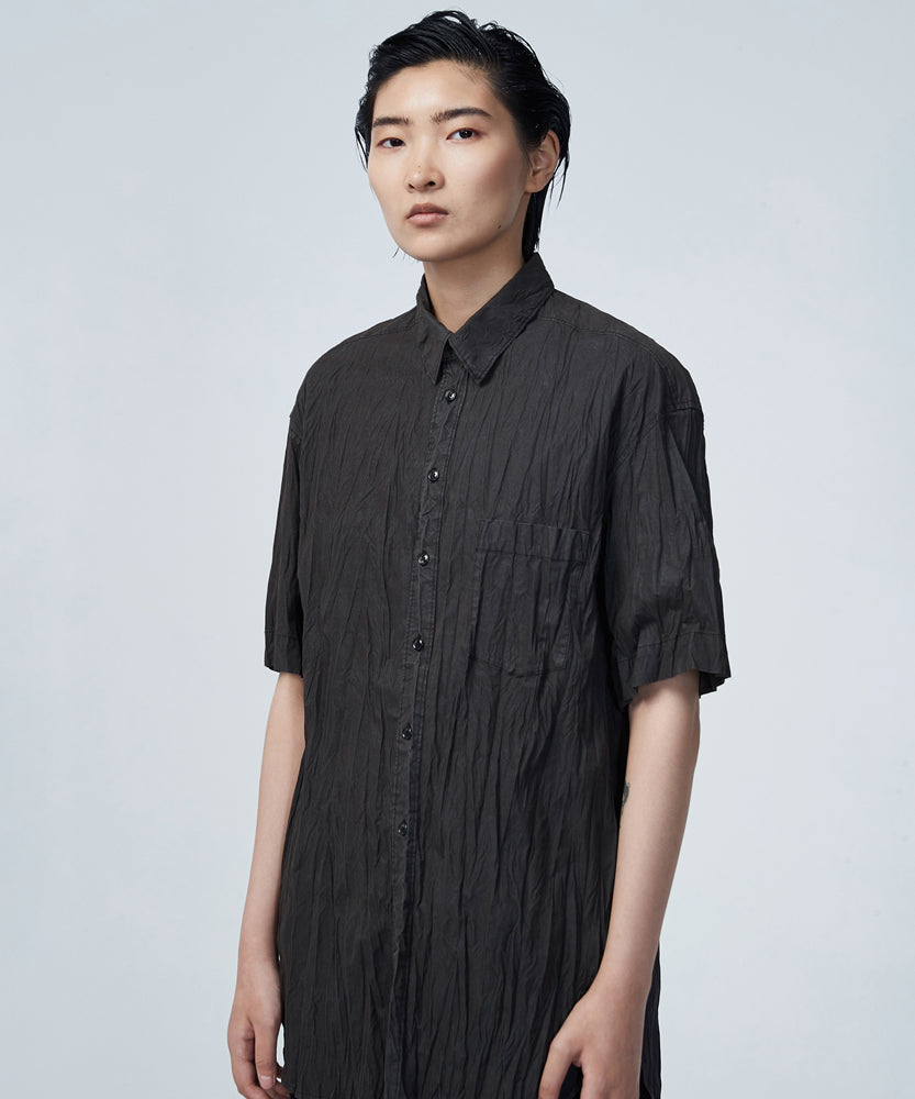 Irregular Pleated Short-sleeved Shirt