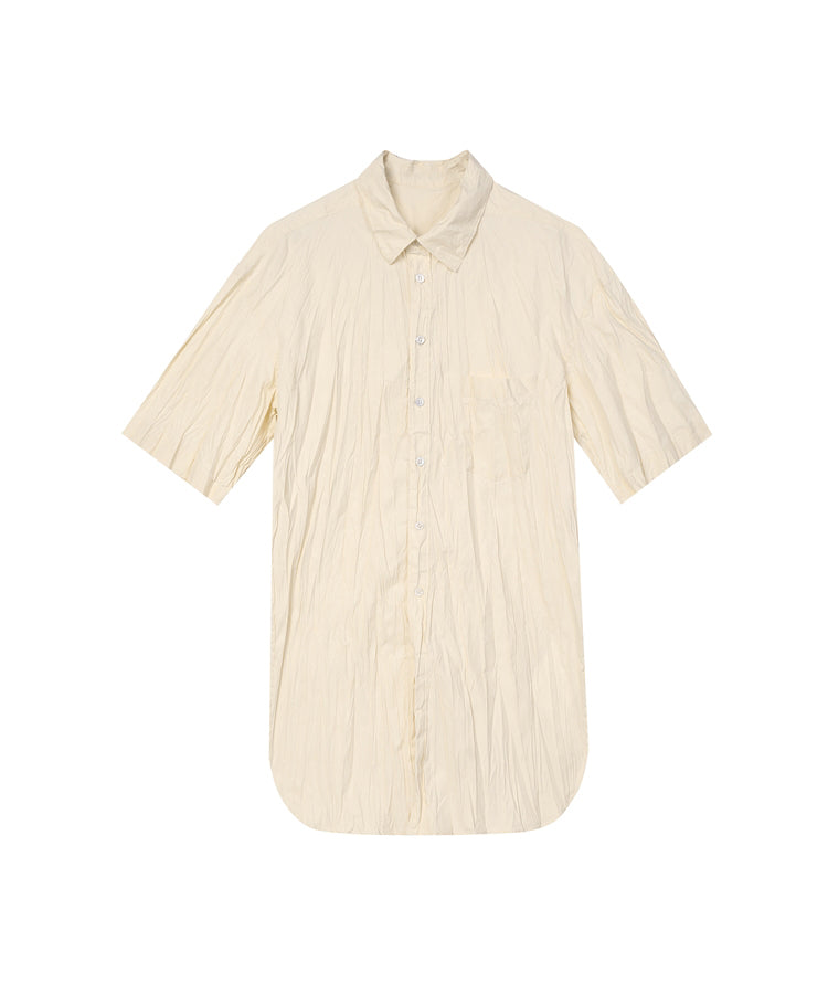 Irregular Pleated Short-sleeved Shirt