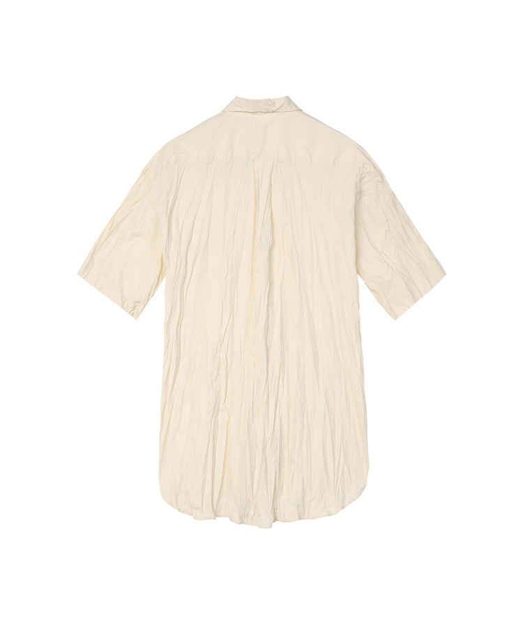 Irregular Pleated Short-sleeved Shirt