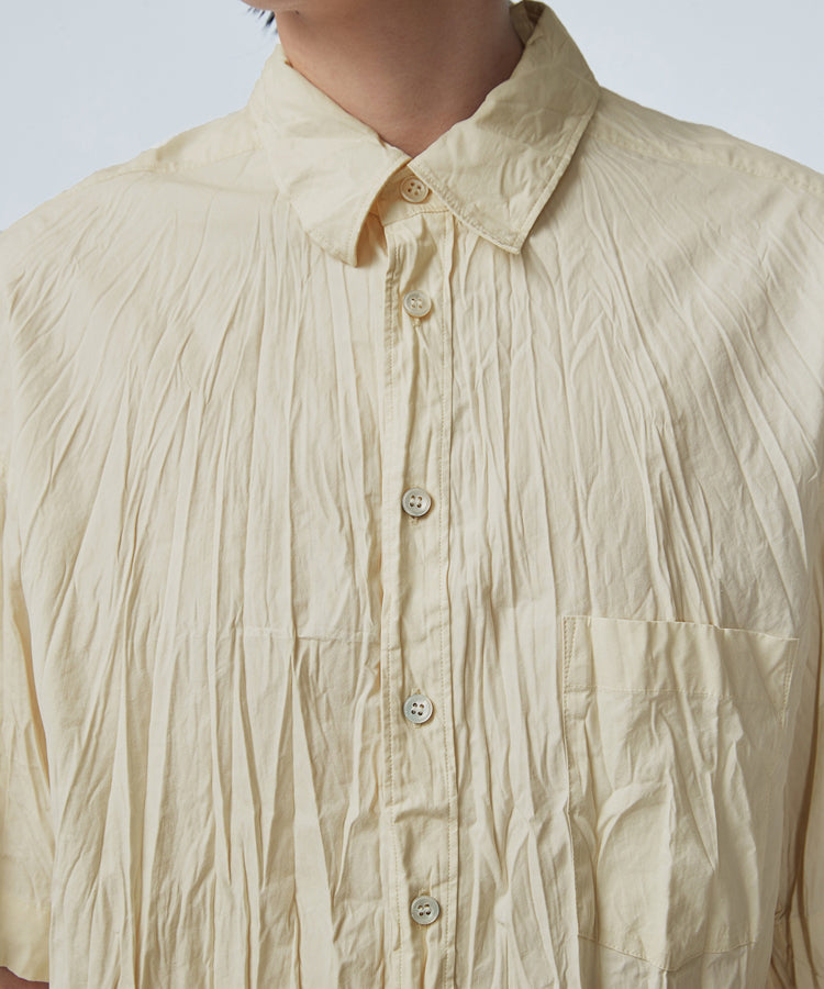 Irregular Pleated Short-sleeved Shirt