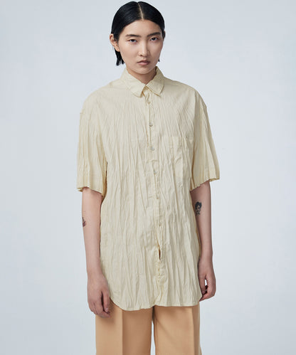 Irregular Pleated Short-sleeved Shirt