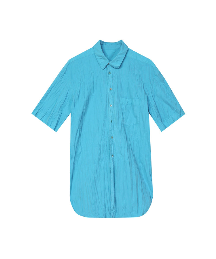 Irregular Pleated Short-sleeved Shirt