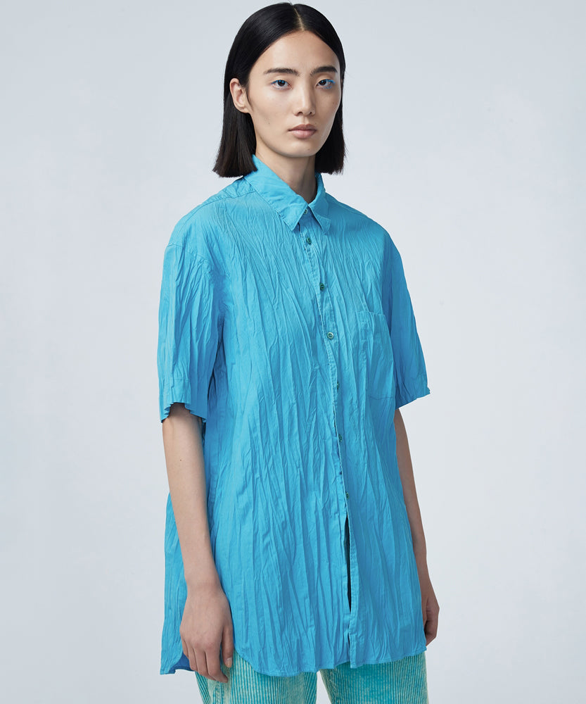 Irregular Pleated Short-sleeved Shirt