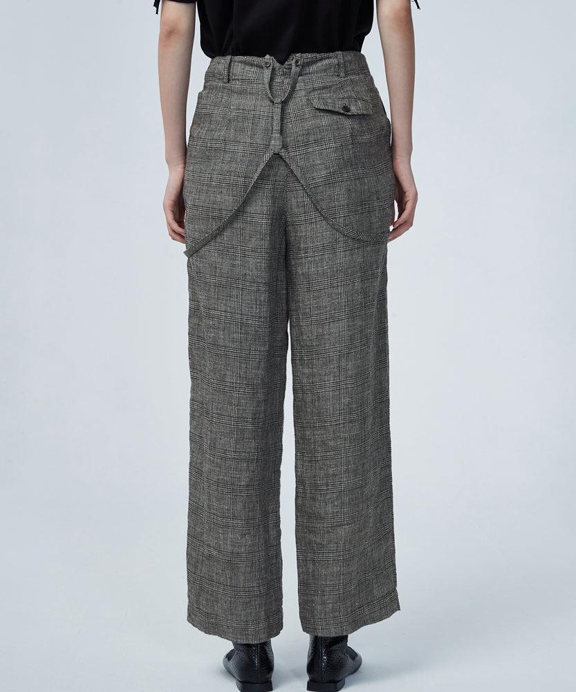 Linen Wide-leg Suspender Trousers
