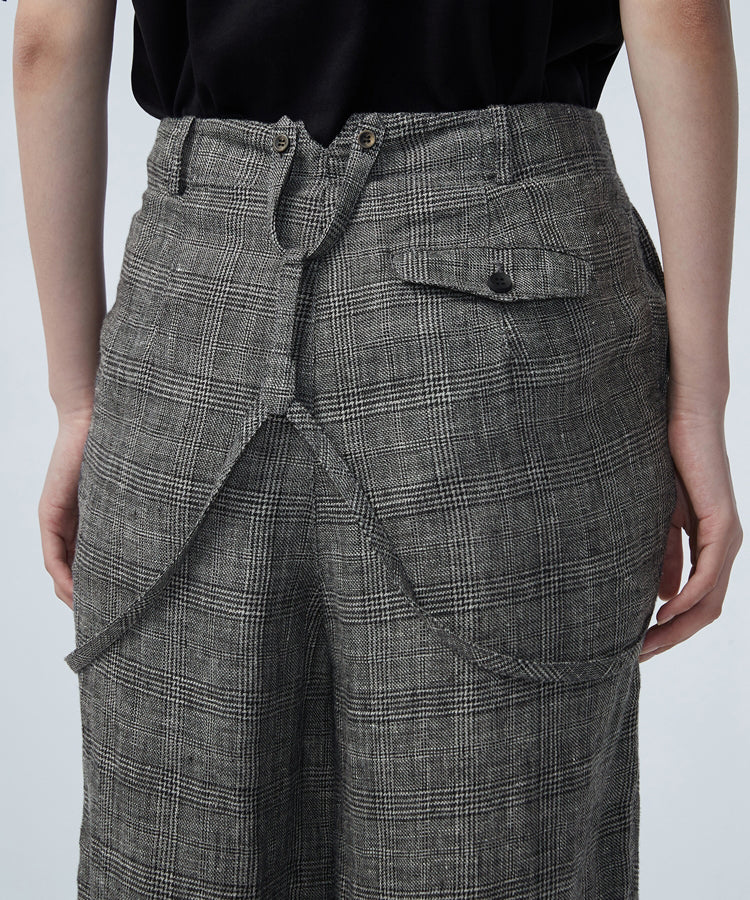 Linen Wide-leg Suspender Trousers