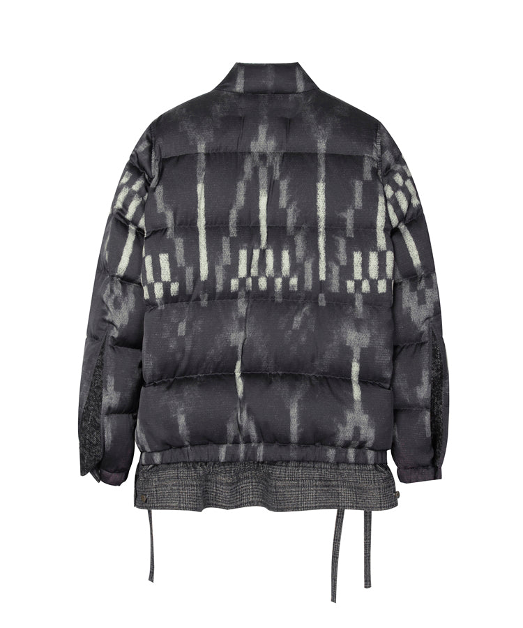 Fake Two-piece Geometric-print Down Jacket