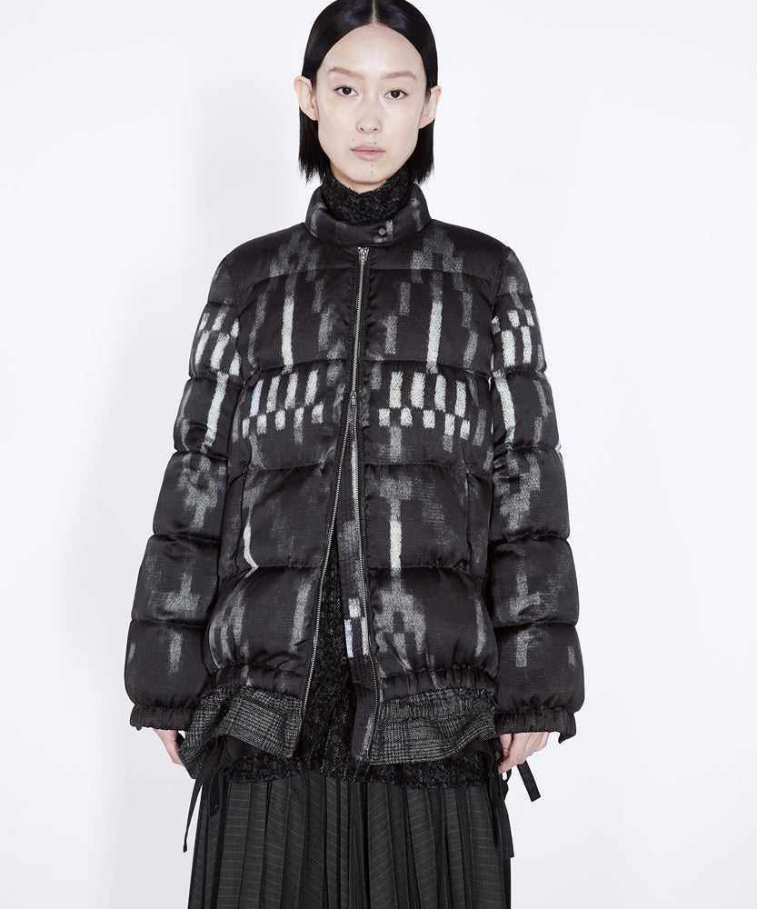 Fake Two-piece Geometric-print Down Jacket