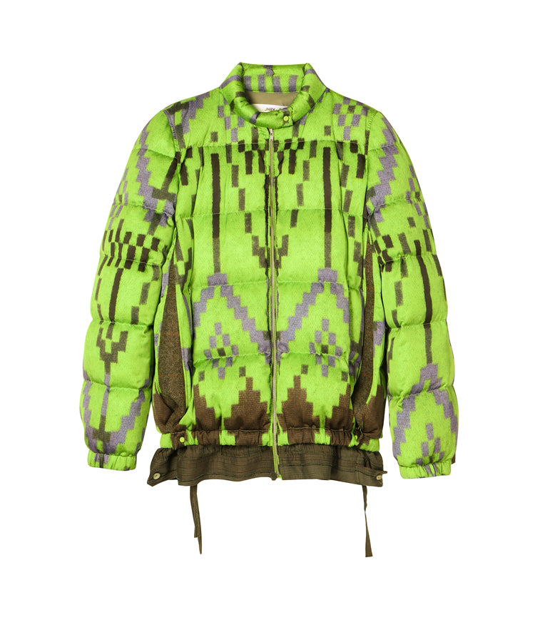 Fake Two-piece Geometric-print Down Jacket