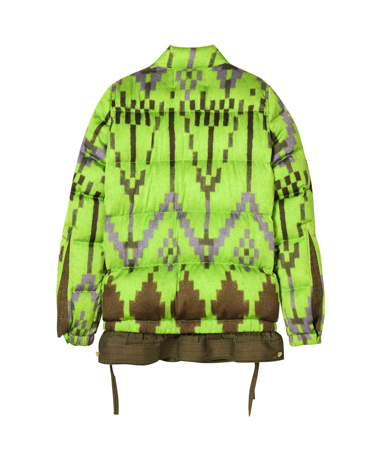 Fake Two-piece Geometric-print Down Jacket