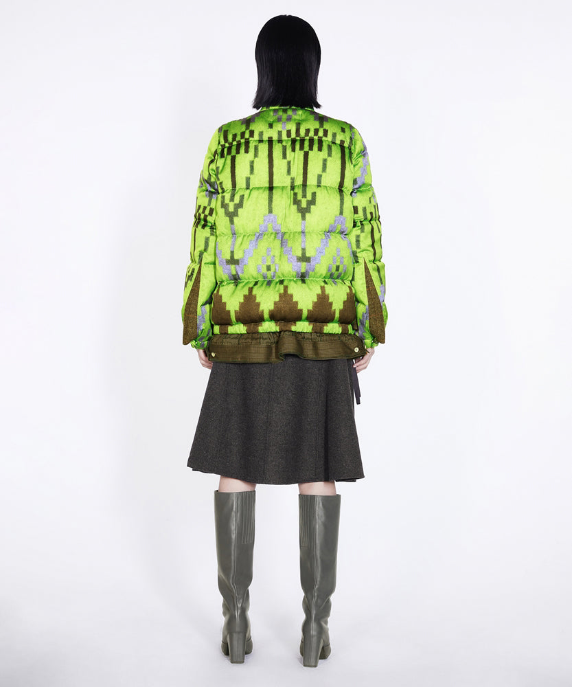 Fake Two-piece Geometric-print Down Jacket