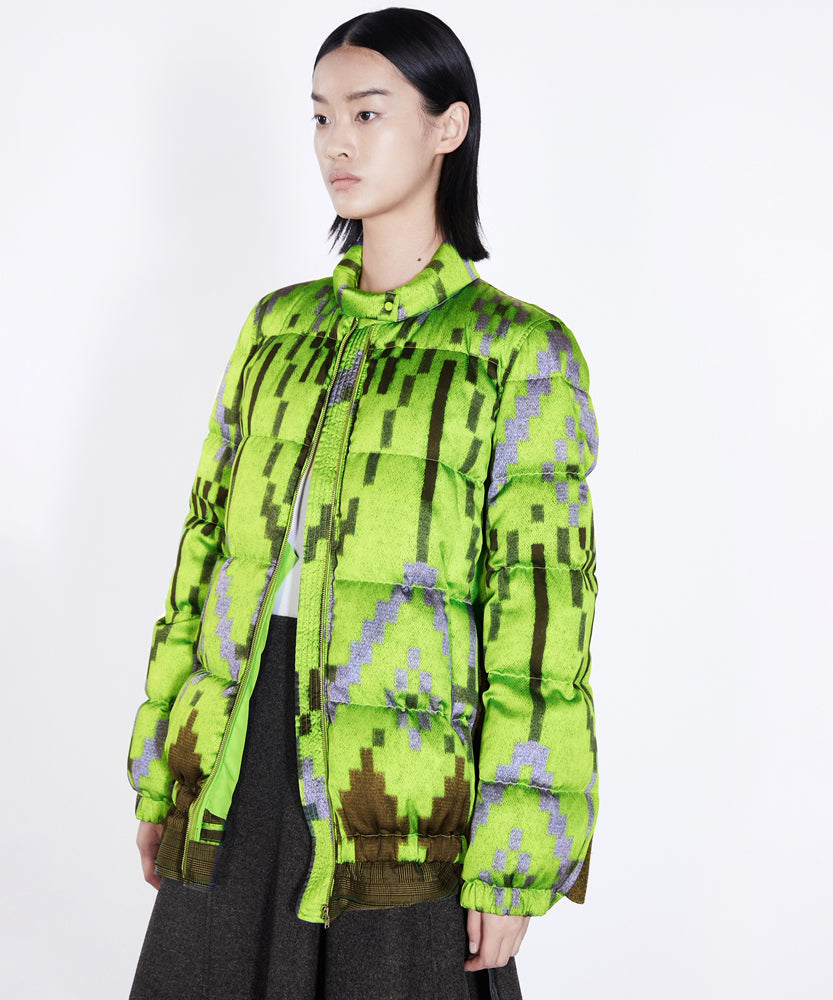 Fake Two-piece Geometric-print Down Jacket