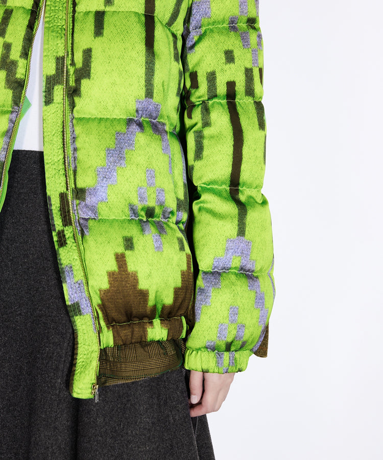 Fake Two-piece Geometric-print Down Jacket