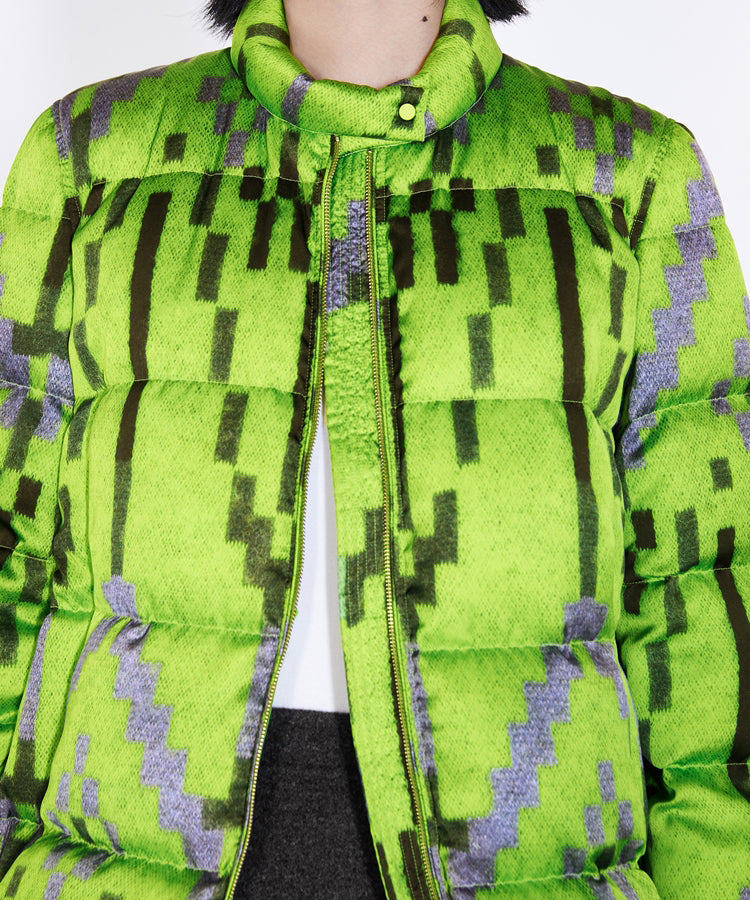 Fake Two-piece Geometric-print Down Jacket