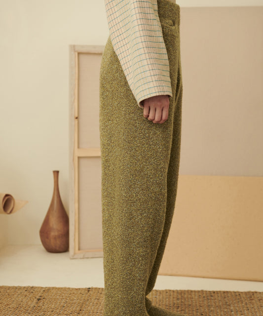 HOME Fluffy and Soft High-waist Wool-blend Tapered Pants