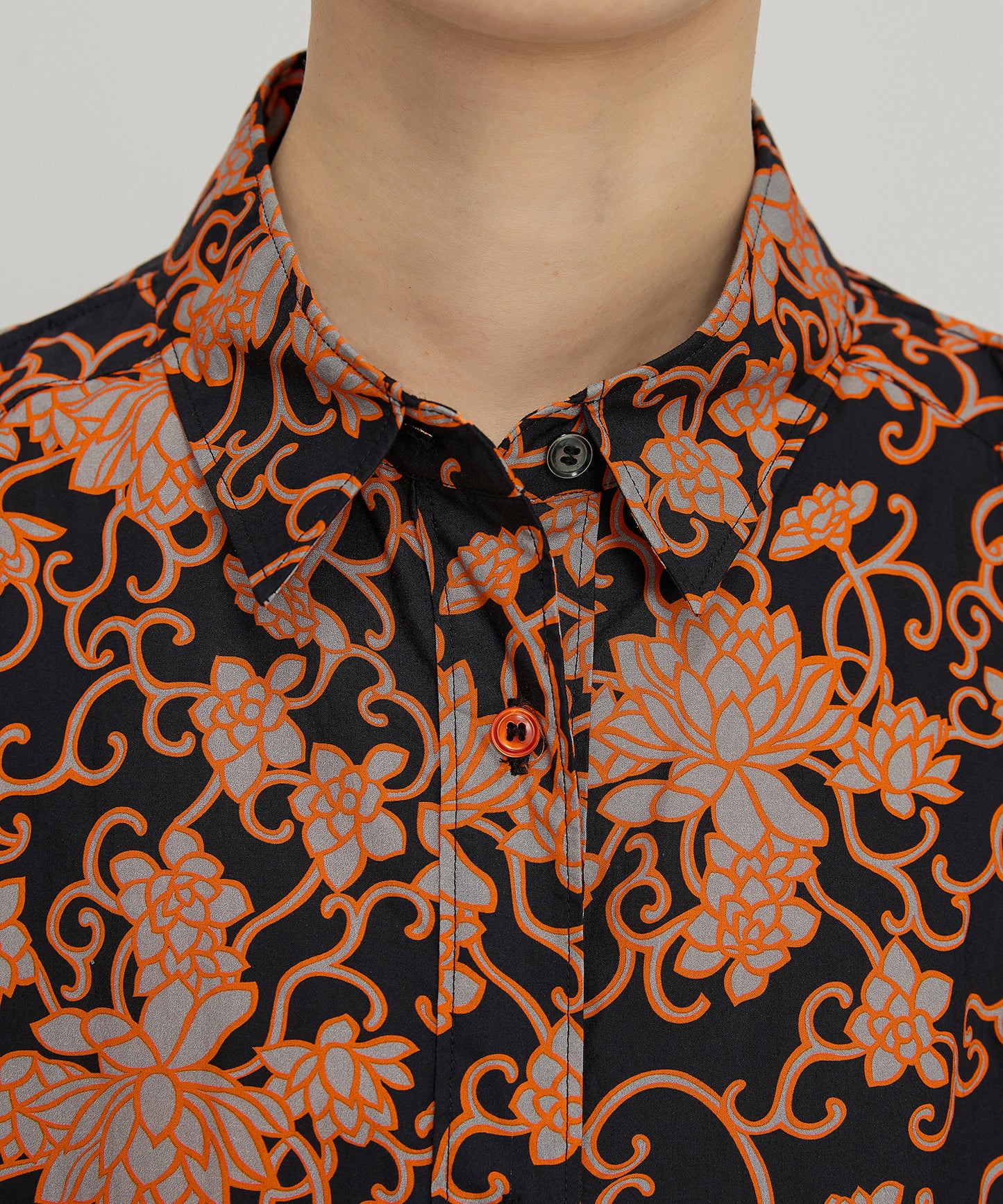 Art Lotus-print Cotton Shirt