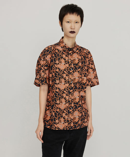 Art Lotus-print Cotton Shirt