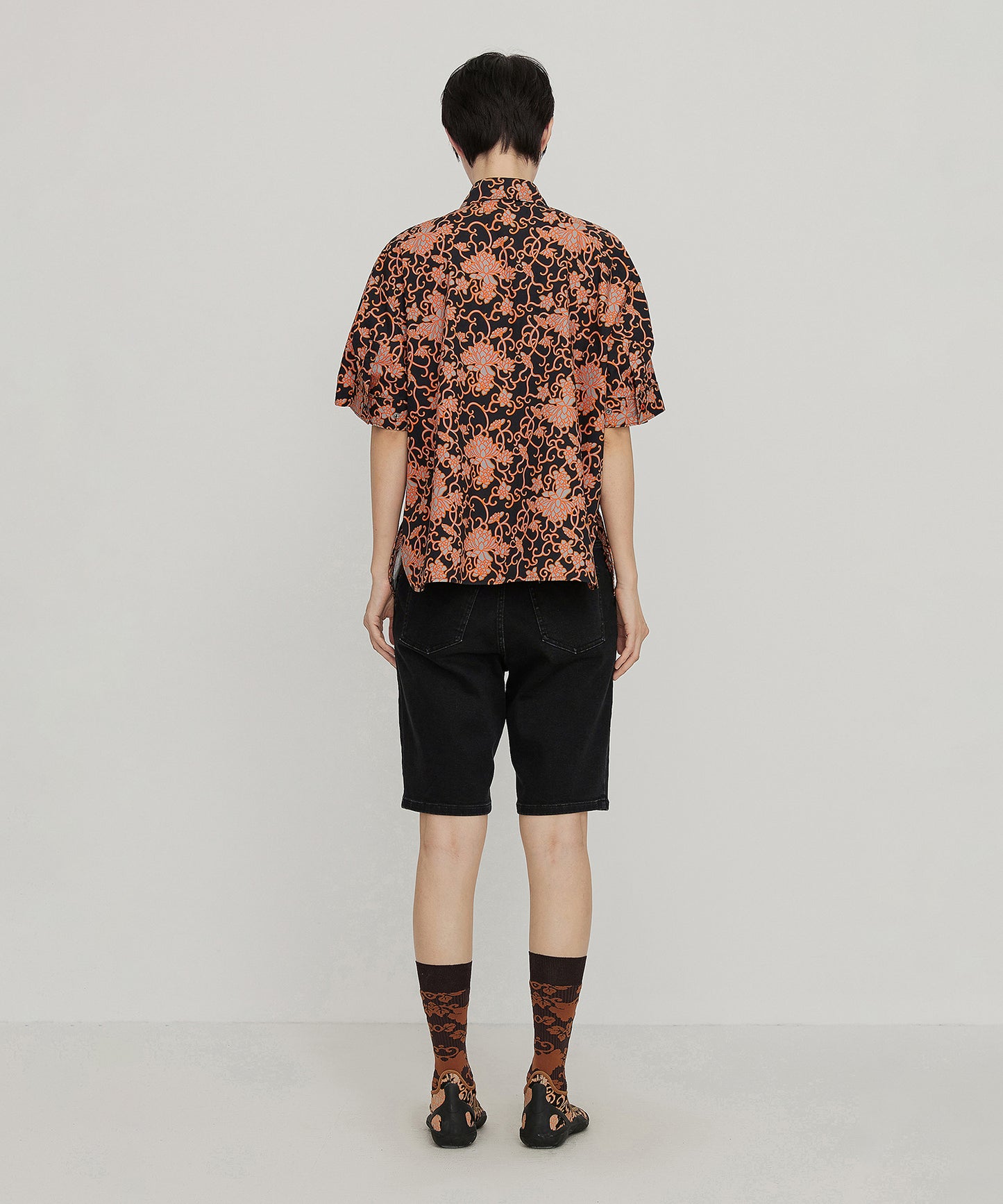 Art Lotus-print Cotton Shirt