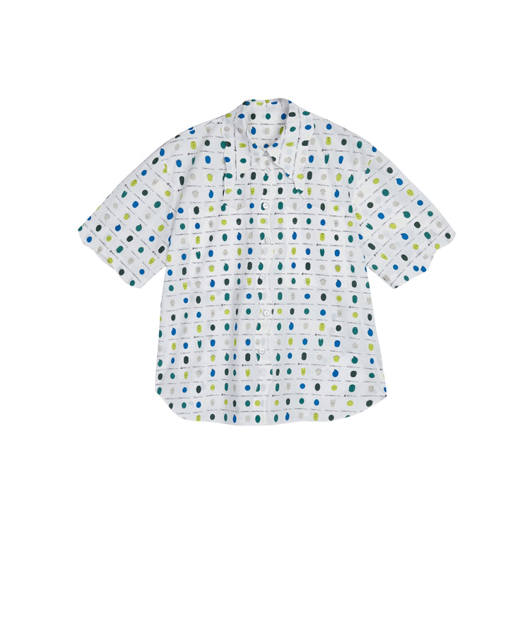 Structured Emoji-like Terracotta Mask-print Cotton Shirt