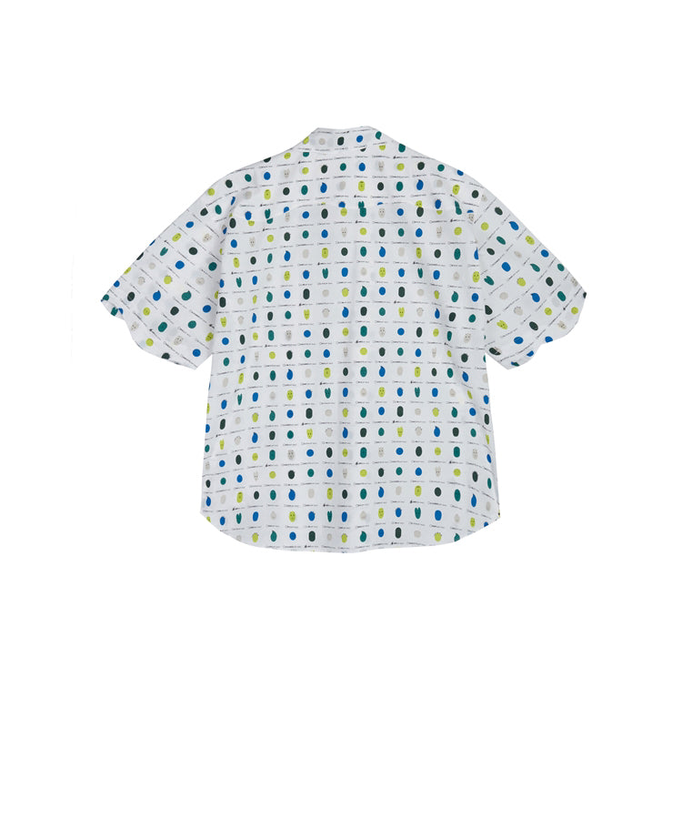 Structured Emoji-like Terracotta Mask-print Cotton Shirt