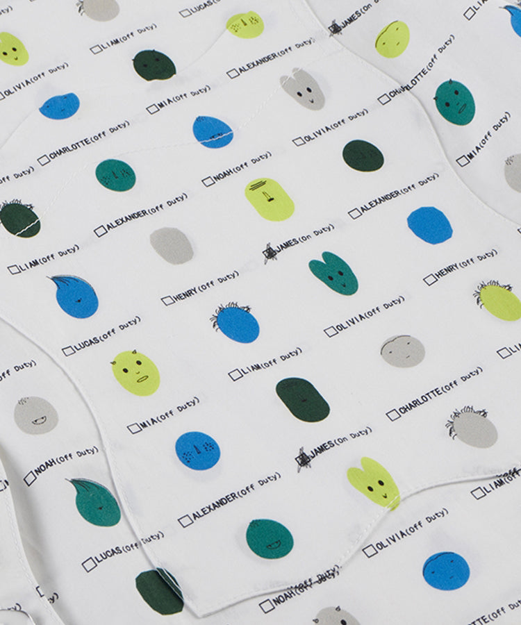 Structured Emoji-like Terracotta Mask-print Cotton Shirt