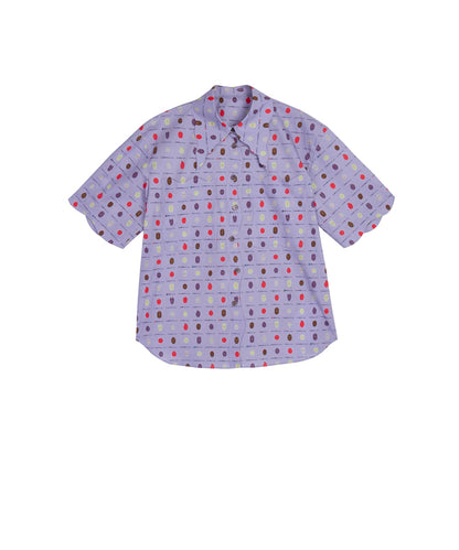 Structured Emoji-like Terracotta Mask-print Cotton Shirt