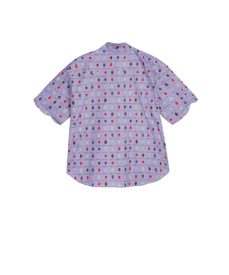 Structured Emoji-like Terracotta Mask-print Cotton Shirt