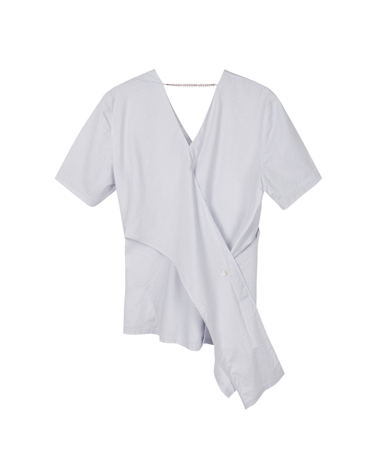 V-neck Asymmetric Feminine Cotton Shirt