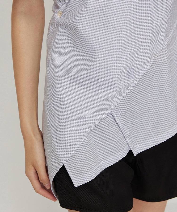 V-neck Asymmetric Feminine Cotton Shirt