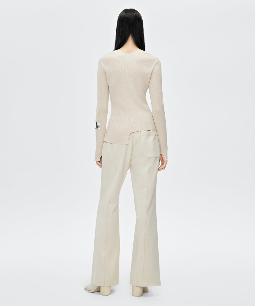 Front-seam Wide-leg Cotton-jersey Track Pants