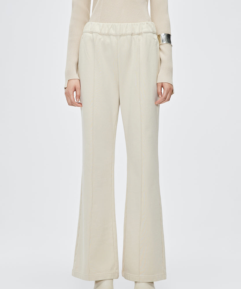 Front-seam Wide-leg Cotton-jersey Track Pants