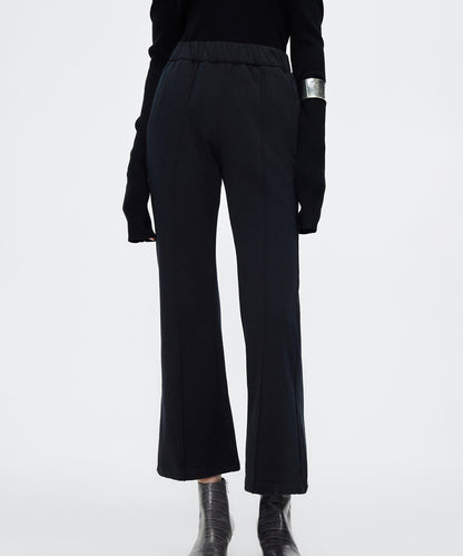 Front-seam Wide-leg Cotton-jersey Track Pants