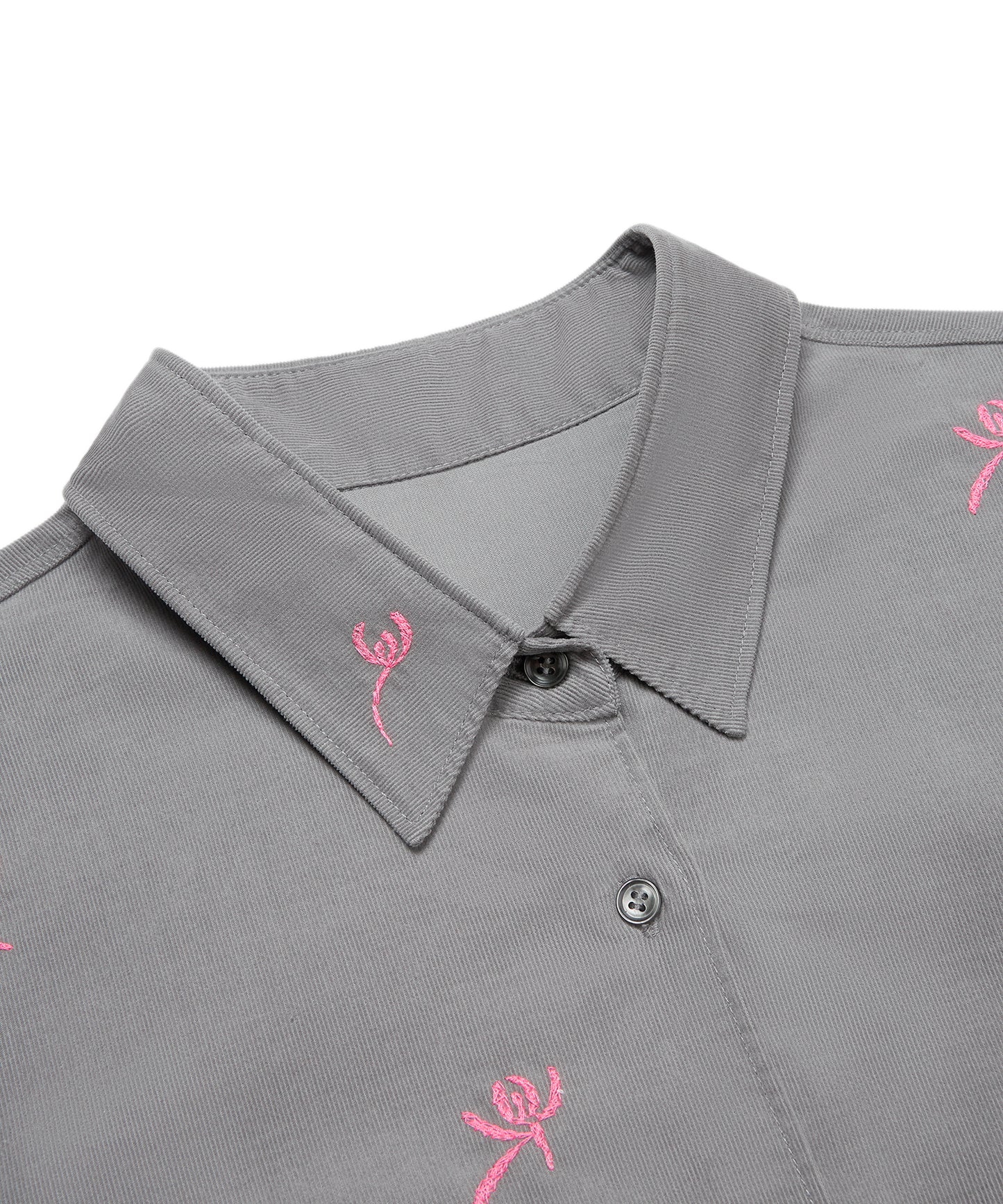 Floral-embroidered Superfine Corduroy Shirt