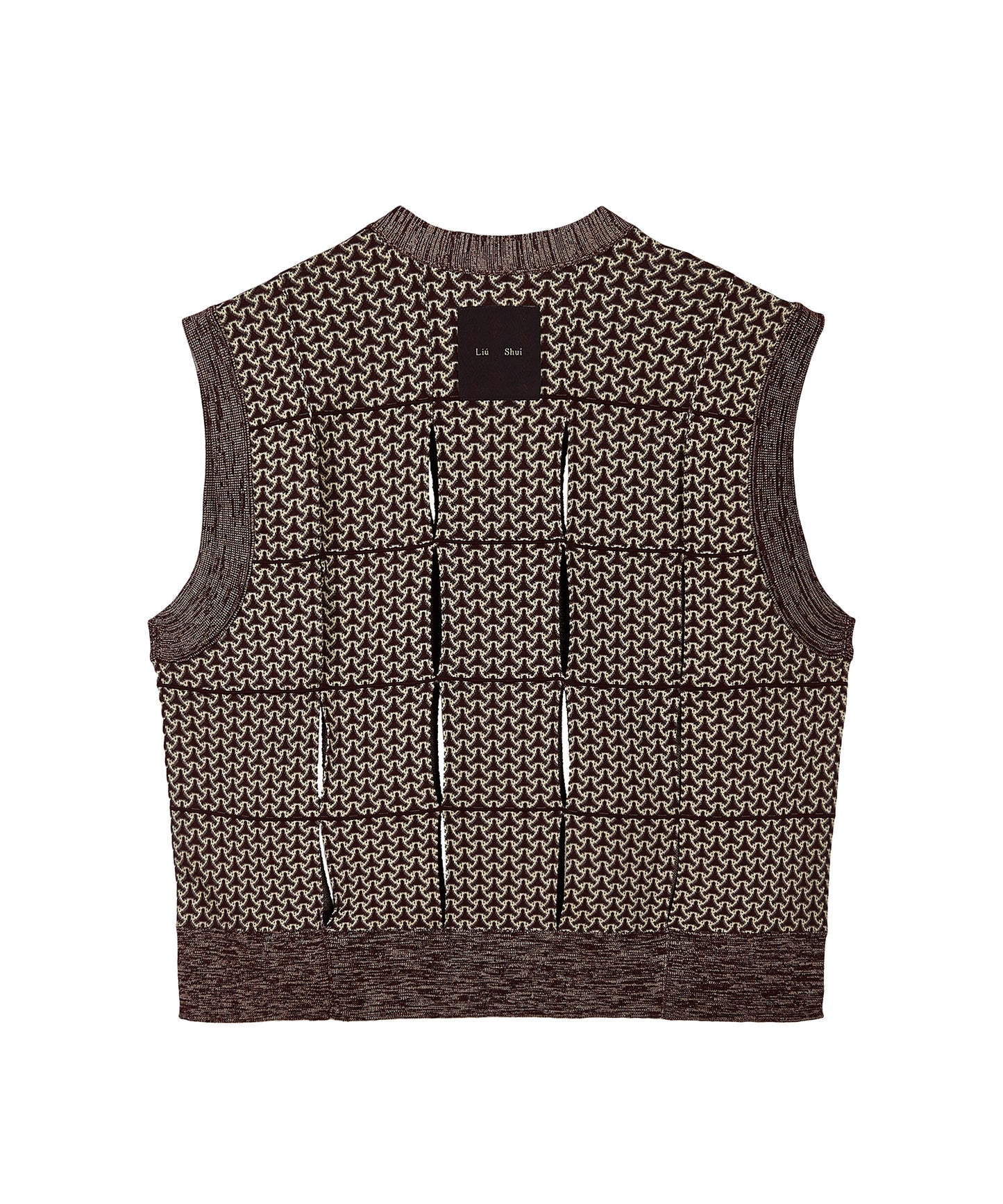 Cut-out Oriental-pattern Jacquard Sweater Vest