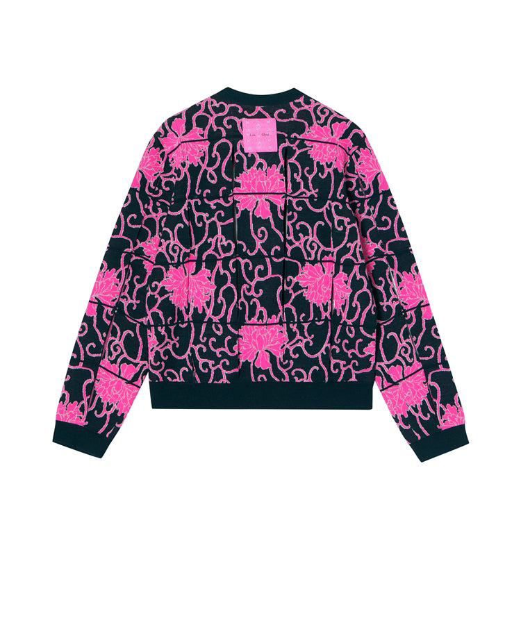 Cut-out Oriental-pattern Jacquard Sweater