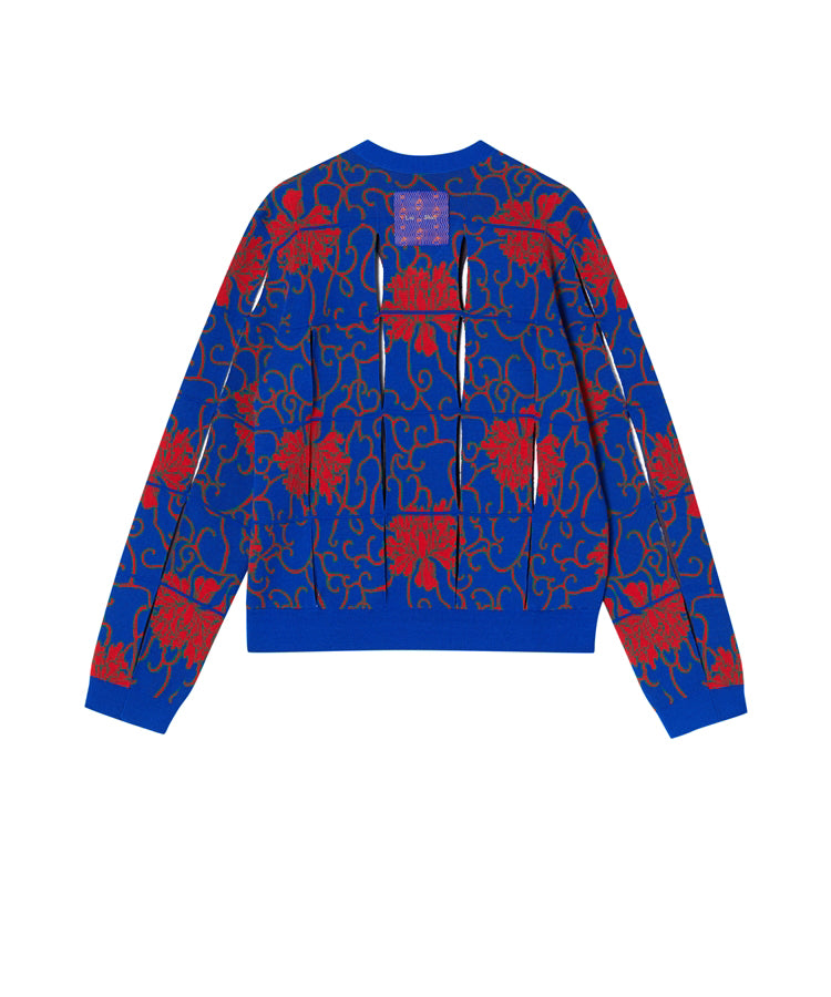 Cut-out Oriental-pattern Jacquard Sweater
