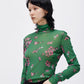 Scattered Oriental Floral-pattern Second Skin Top