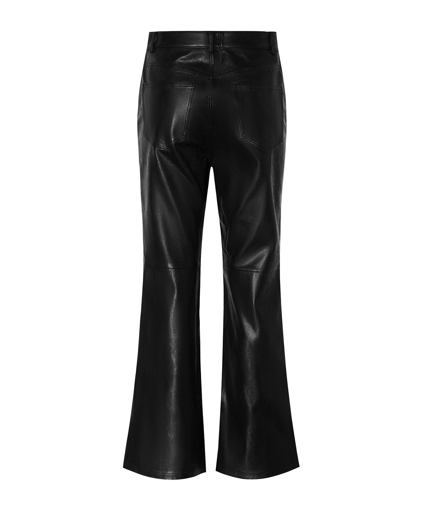 Vintage-like Faux Leather Flared-leg Trousers