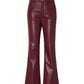 Vintage-like Faux Leather Flared-leg Trousers