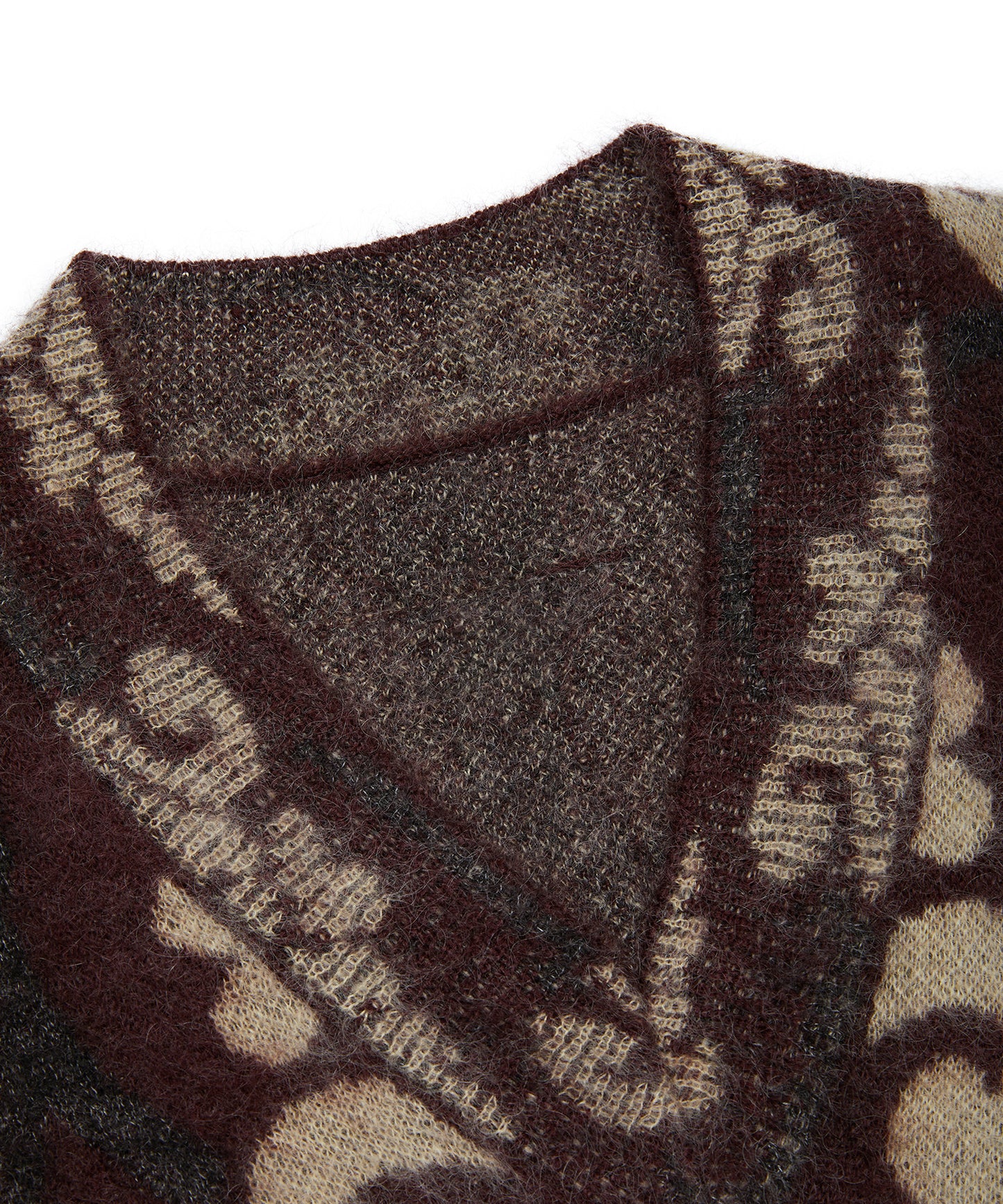 V-neck Oriental Grape-jacquard Wool-blend Sweater