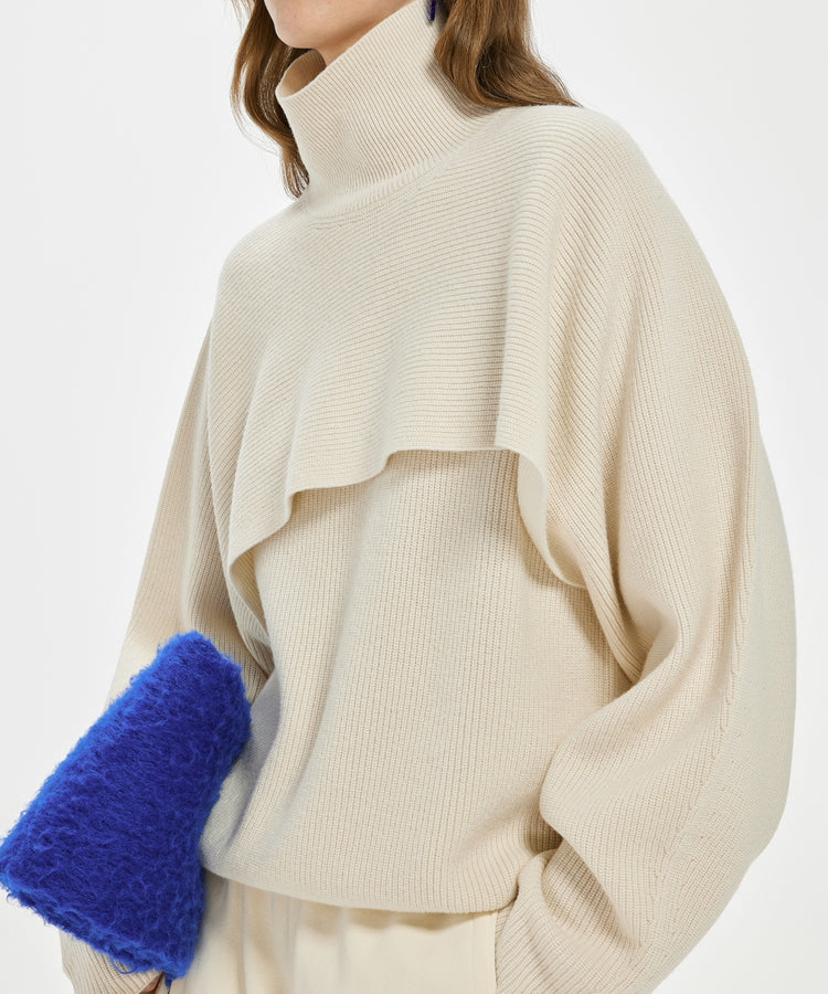 Layered Wool High-neck Sweater