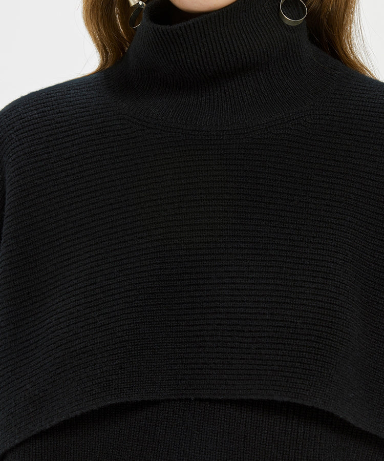 Layered Wool High-neck Sweater