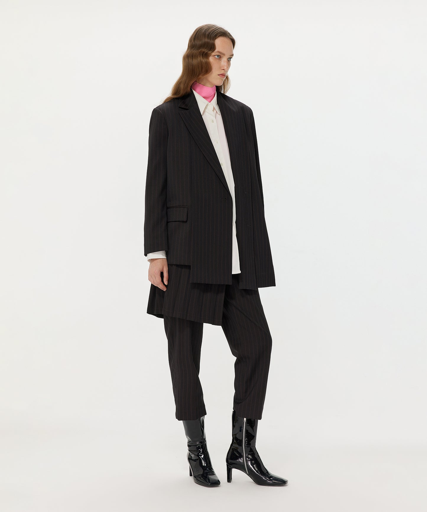 Draped Oblique-cut Asymmetric Wool-blend Jacket