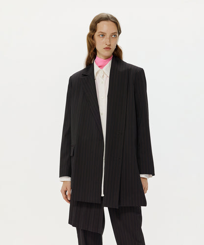 Draped Oblique-cut Asymmetric Wool-blend Jacket