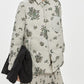 Scattered Oriental Floral-pattern Down Shirt Jacket