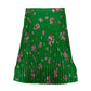 Scattered Oriental Floral-pattern Pleated Polyester Midi Skirt