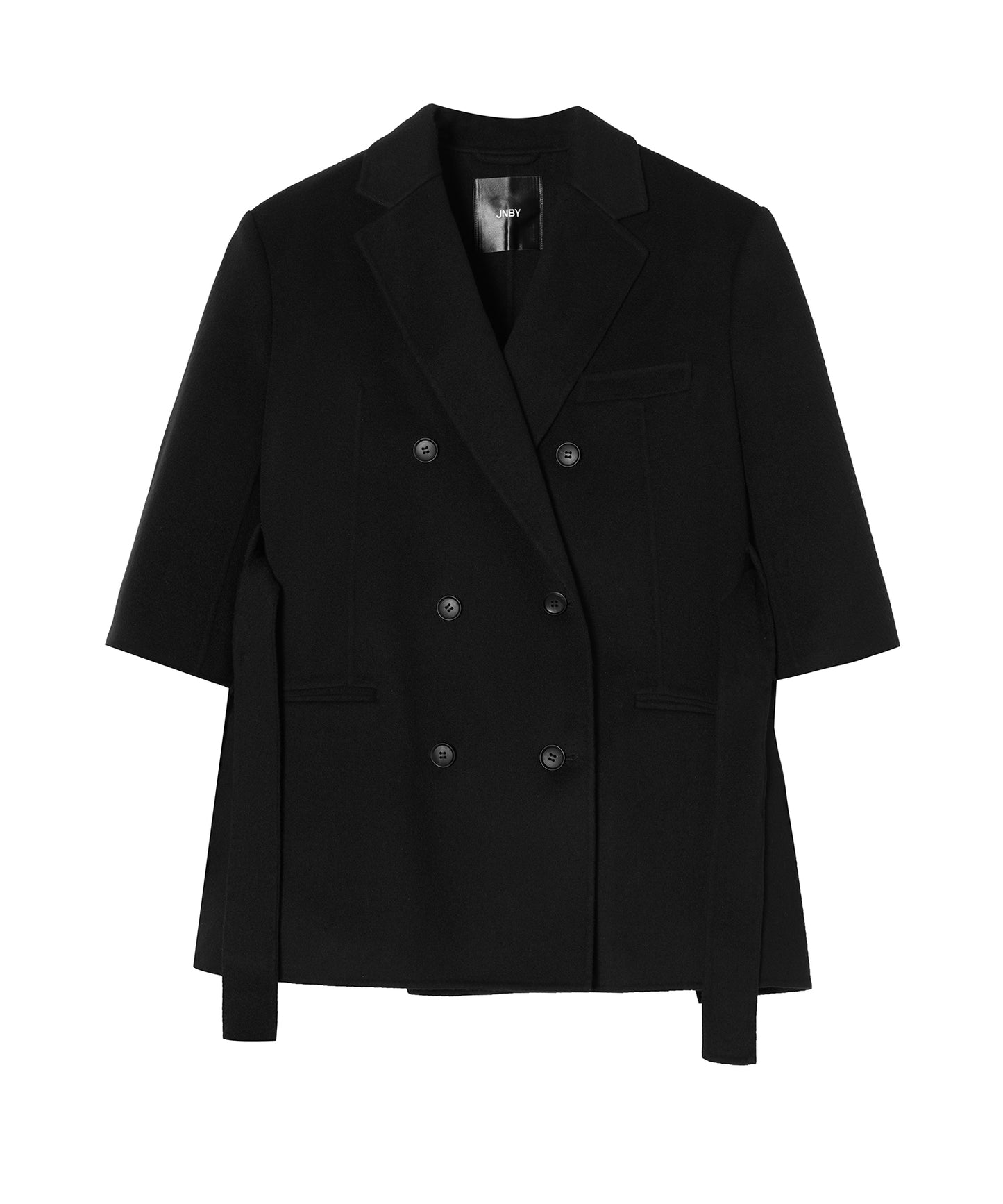 Short-sleeved Belted Wool-blend Jacket