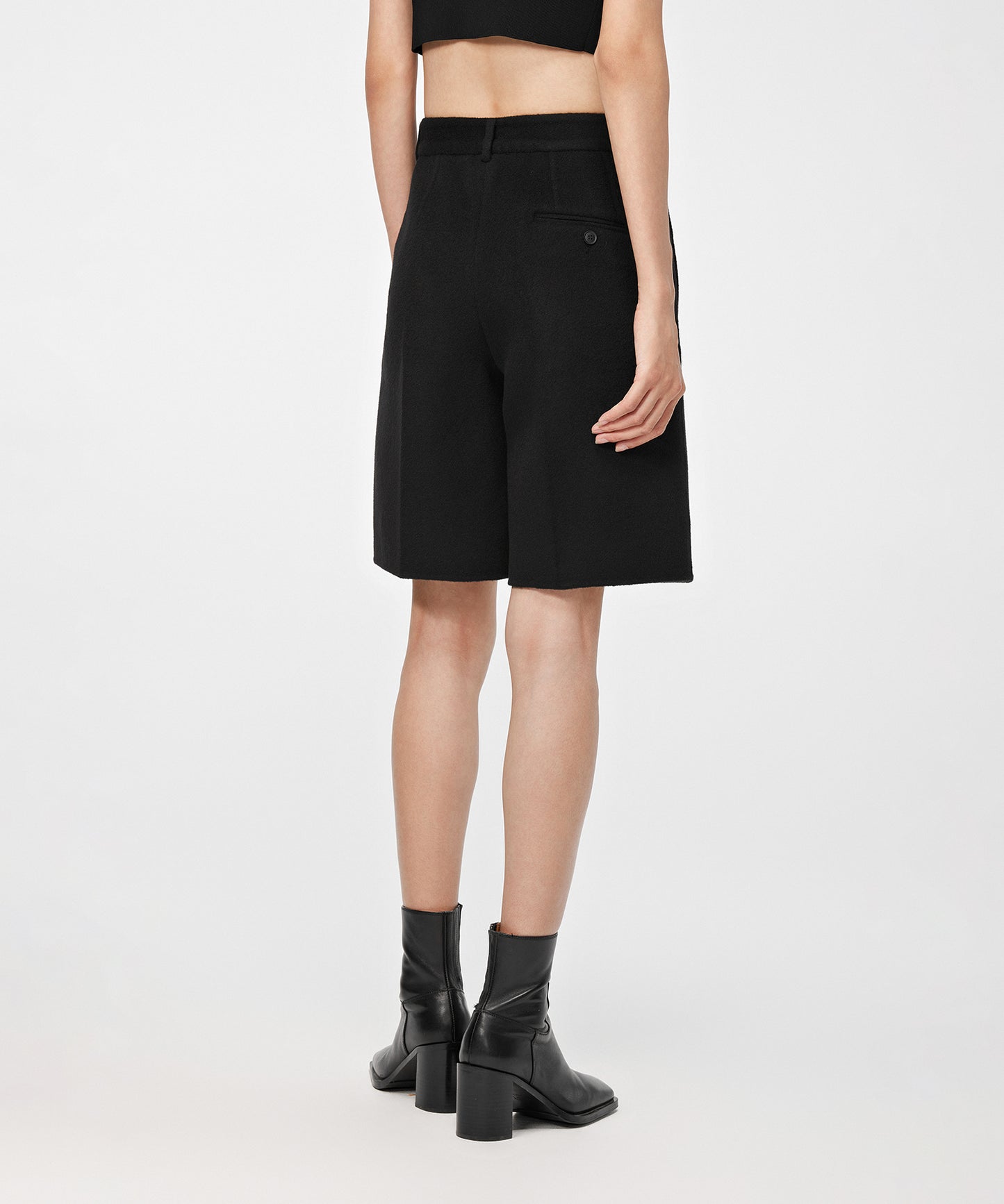Minimalist  Structured Wool-blend Shorts
