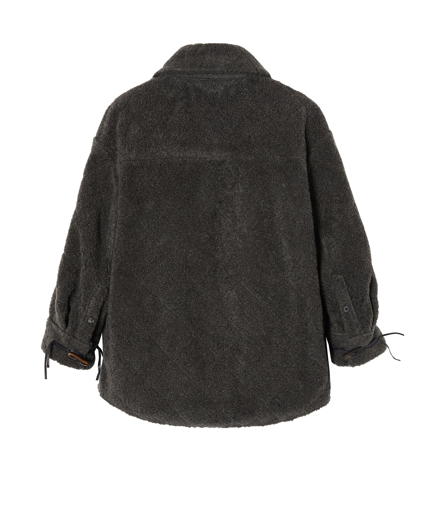 Diamond-shaped Embossed Wool-blend Duffle Jacket